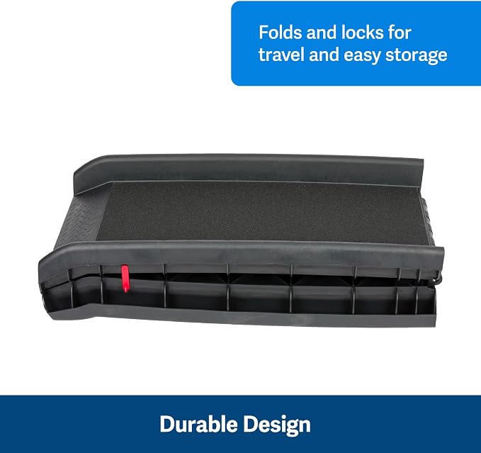 PetSafe Happy Ride Folding Dog Ramp | Extends 62 in, Lightweight Ramp Folds for Storage, High-Traction Surface, Side Rails & Rubber Feet, Supports up to 150 Lb