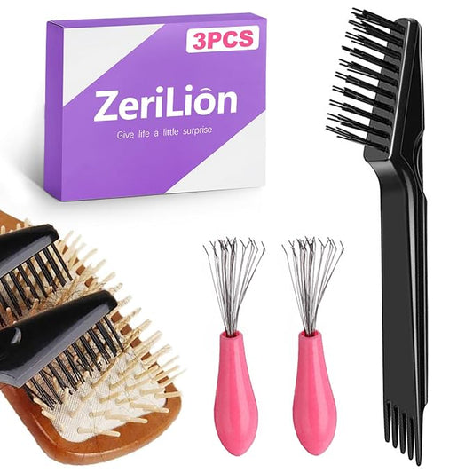 1 Hair Brush Cleaner Tool & 2 Metal Rakes – Effective Comb Cleaning Kit for Hair, Dust, Lint Removal at Home & Salon