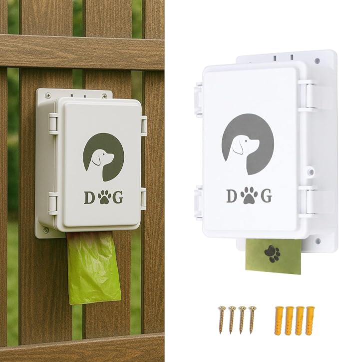 Wall Mounted Dog Poop Bag Dispenser - Heavy Duty Waterproof ABS Plastic Pet Waste Station, Indoor/Outdoor Holder for Yard, Patio, Garage & Lawn | Easy Access Design