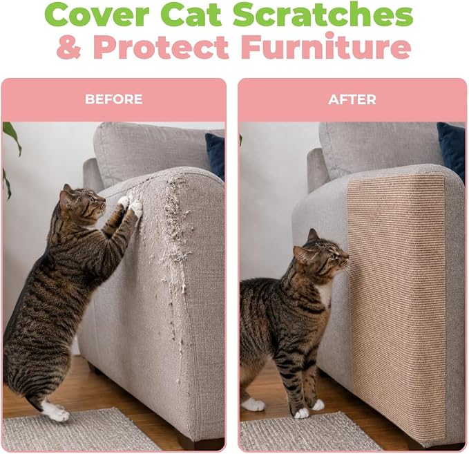 Best Pet Supplies Catify Cat Scratcher, Fun Interactive Scratchers, Posts, Poles, Claw Safe, Furniture Saver Indoor Play Support Natural Cat Behaviors Heavy Duty - Beige Mat - L: 78"