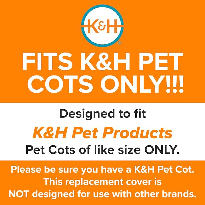 K&H Outdoor Elevated Dog Bed Pet Cot Replacement Cover, XL 50x32in, Gray | Designed to fit K&H XL Pet Cots (Sold Separately), Indoor Outdoor Dog Bed, Breathable Cooling Mesh Center, Machine Washable