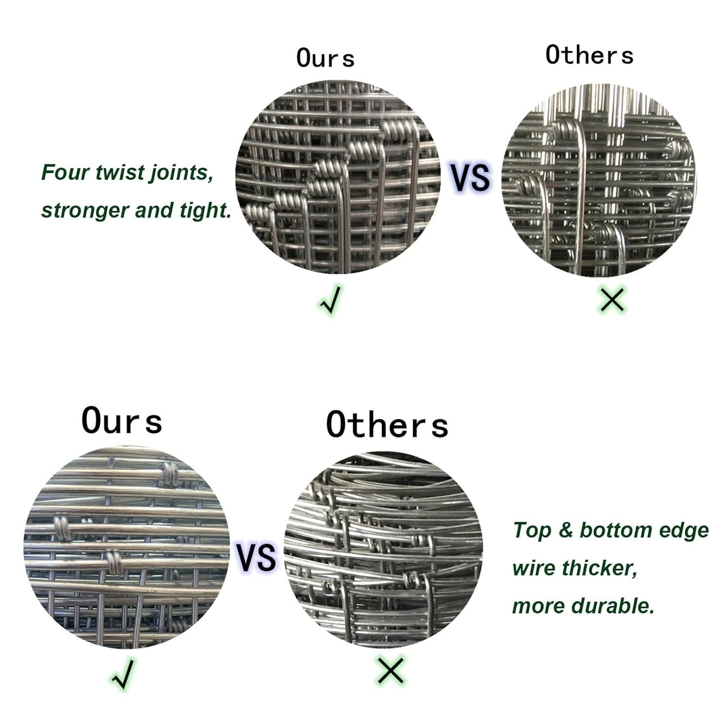 Farm Fence 6ft x 100ft Heavy Zinc Coating Field Wire Fencing, Deer Fence, Galvanized Livestock Fence,Goat Fence,Hog Wire Fencing, Garden Fencing Used to Yard and Garden