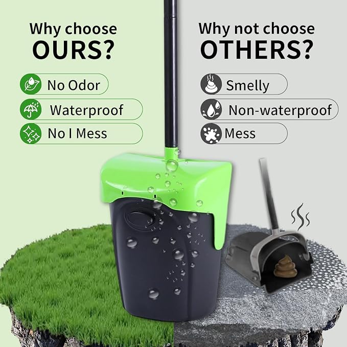 ienjoyed 43" Tall Pooper Scooper Large Swivel Bin & Rake with 100 Waste Bags,Heavy Duty Dog Pooper Scooper for Dogs, Long Handle Poop Scooper with Lid for Yard, Grass, Gravel (Green)