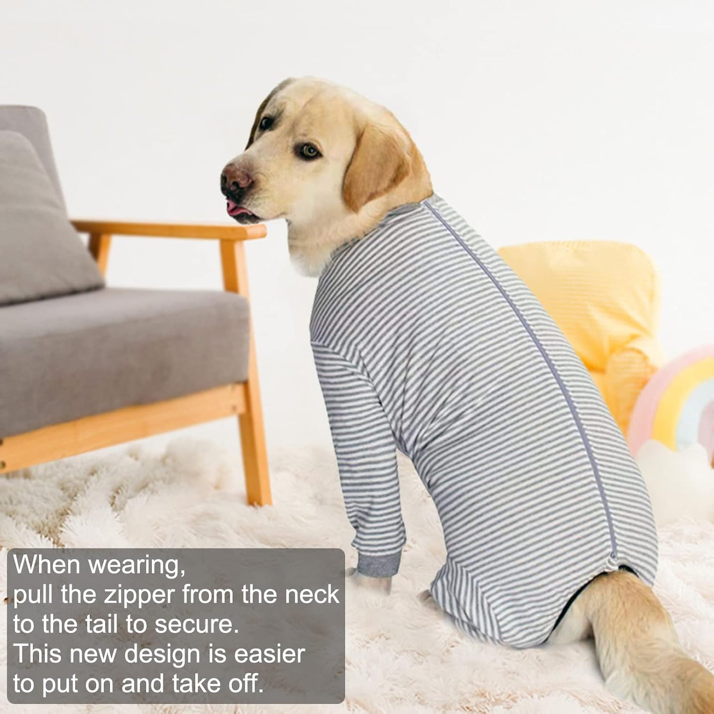 Yeapeeto Dog Onesie Surgery Recovery Suit for Large Medium Bodysuit Dogs Pajamas PJS Full Body for Shedding, Prevent Licking, Wound Protection, Cone Alternative (3XL, Grey)