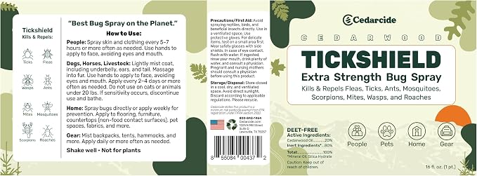 Tickshield Extra-Strength Bug Spray | Our Original Formula with an Extra Kick | for People, Gear, & Animals Over 20 Lbs (Pint)