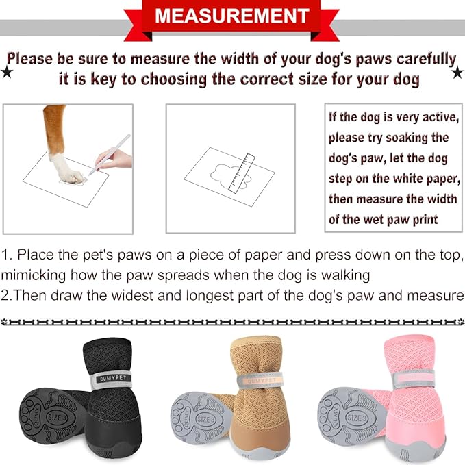 QUMY 4PCS Dog Shoes for Small Dogs, Hot Pavement Summer Puppy Dog Boots & Paw Protectors with Soft Anti-Slip Rubber Sole, Mesh Breathable Dog Booties for Hardfloors, Walking Running Khaki Size 4