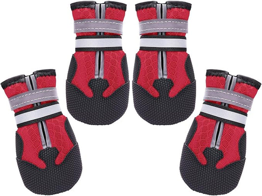 Dimicoo Breathable Dog Boots for Medium Large Dogs,Non-Slip Dog Shoes for Summer Hot Pavement,Lightweight Paw Protector Dog Booties for Outdoor & Indoor Hardwood Floors