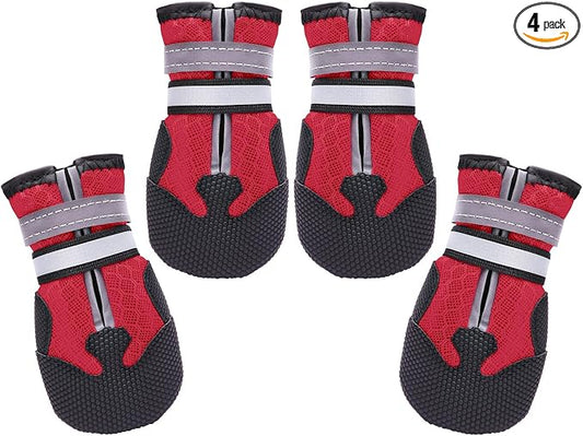 Dimicoo Breathable Dog Boots for Medium Large Dogs,Non-Slip Dog Shoes for Summer Hot Pavement,Lightweight Paw Protector Dog Booties for Outdoor & Indoor Hardwood Floors