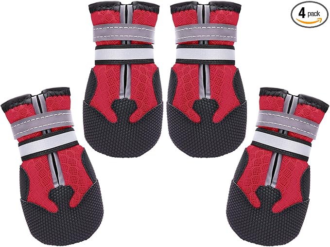 Dimicoo Breathable Dog Boots for Medium Large Dogs,Non-Slip Dog Shoes for Summer Hot Pavement,Lightweight Paw Protector Dog Booties for Outdoor & Indoor Hardwood Floors