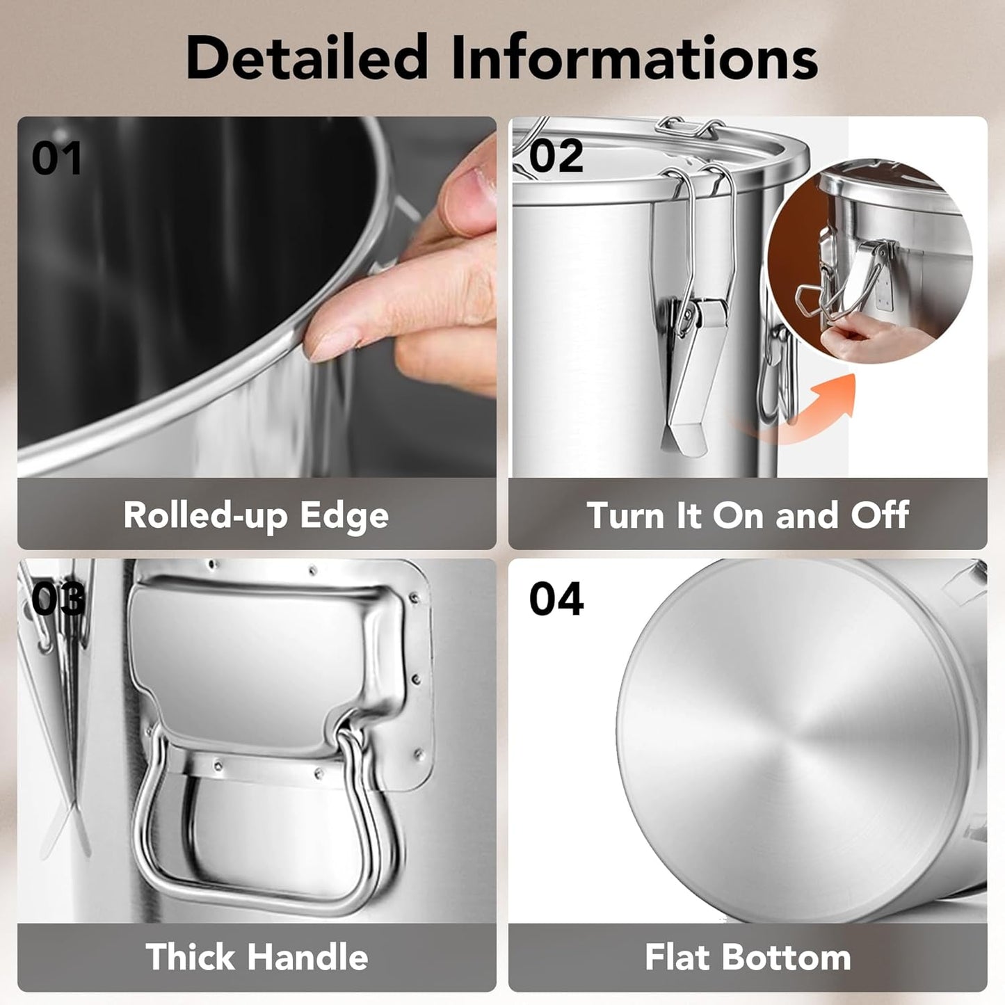 Dog Food Storage Containers, Large Stainless Steel Pet Food Storage Containers 25 lb / 11.5 kg to Keep Fresh, Metal Airtight Cat Food Containers With Scoop and 2 Small Containers