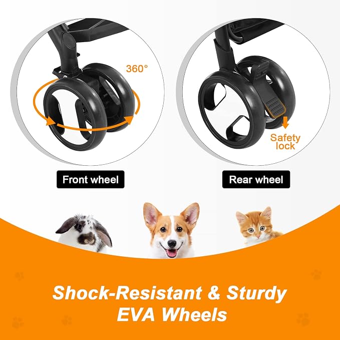 BestPet Pet Dog Stroller with Premium 3-in-1 Multifunction & Detachable Carrier for Folding Lightweight Cat Travel Stroller,Black