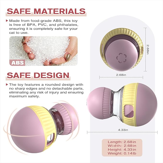 Cat Treat Dispensing Toy Kitten Puzzle Feeder & Food Dispenser Ball - Kitty Enrichment Toys for Indoor Cats Kitty Stimulating Tous