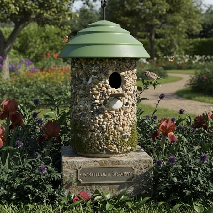 CEDAR ALPHA Pebble Stone Bird House for Outside Clearance, HDPE Roof Bird House for Outdoor, Heavy Duty Stone, Hanging Birdhouse for Outside, Wren House 10 Year Lasting (Green)