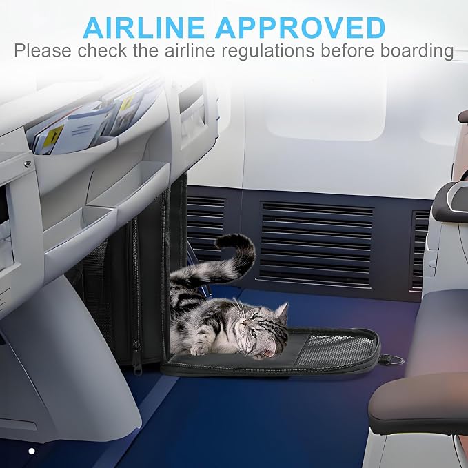 Pet Carrier Airline Approved, Expandable Pet Cat Carriers with Wheels for Dogs, Airline Approved Cat Dog Carrier, TSA Approved Pet Carrier in Cabin, Pet Dog Cat Carrier Soft, Cat Travel Carrier(Grey)