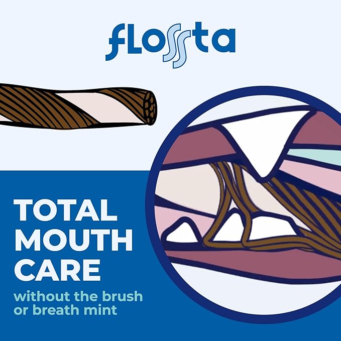 N-Bone Flossta Dual Action Dental Chews for Dogs, Unique Twist Shape for Deep Teeth Cleaning and Proactive Dental Care, Peanut Butter Flavor, 15 Count 12-oz Bag