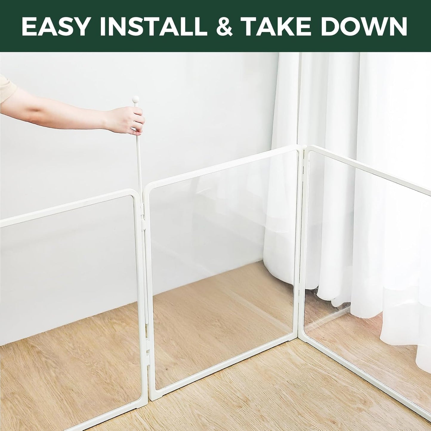 FXW Homeplus Unleashed Indoor Dog Playpen - Stress-Free and Safe Play, Heavy Duty 32 Inch 4 Acrylic Panels + 4 Wire Panels Dog Pen for Small and Medium Dogs, White│Patented