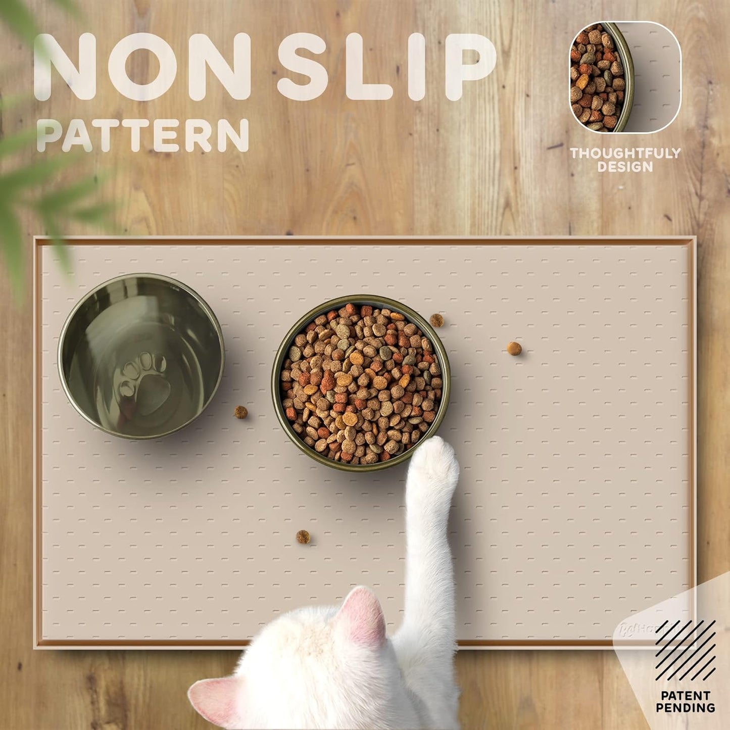 Dog Food Mat - Raised Edges Dogs Mat for Food and Water Prevent Spill, Waterproof Cat Food Mats Protect Floors, Easy Clean Dog Bowl Mats for Food and Water, Silicone Pet Food Tray