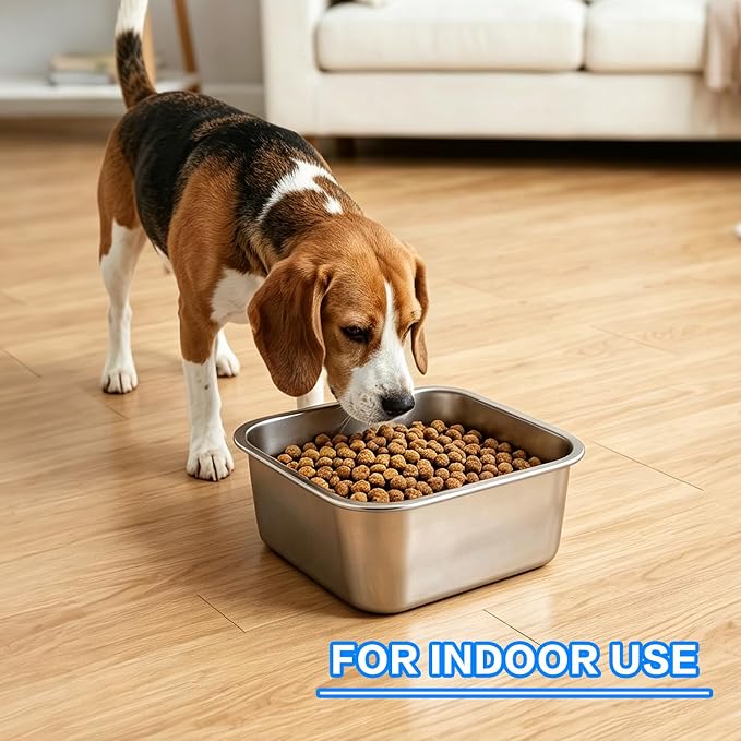 Stainless Steel Dog Bowls, High Capacity Metal Dog Food Bowls, Food and Water Bowl, No Spilling Outdoor Feeder Dish for Small and Medium Pets, Cats & Puppies 1.2 Gallons