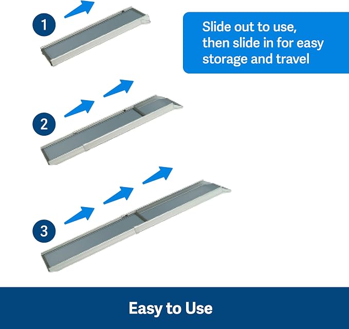 Solvit 62337 Deluxe Telescoping Pet Ramp, Standard (62305) | Extends 39-72 in to Reach Vans & SUVs, High-Traction Surface, Side Rails, Folds with Safety Latch, Supports Dogs up to 400 Lb