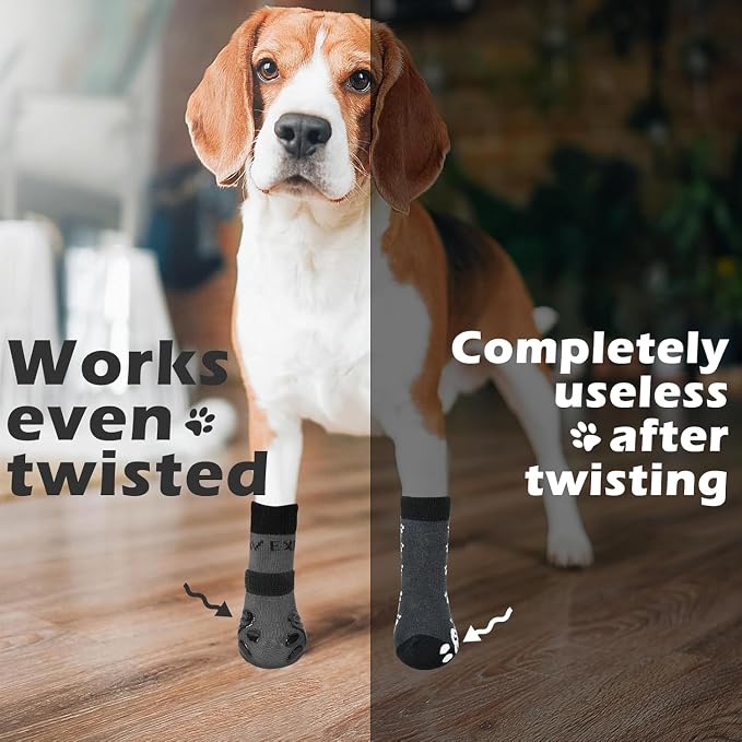 EXPAWLORER Anti-Slip Dog Socks,Dog Boots&Paw Protectors to Prevent Licking,Dog Shoes for Hot/Cold Pavement, Double Sides Non-Skid Traction Control on Hardwood Floor for Senior Dogs