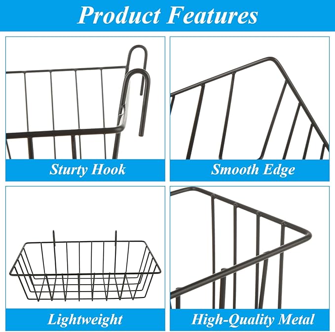 6PCS Rabbit Hay Feeder Bunny Hay Feeder Heavy Duty Metal Rack with Hooks, 9x4x3 Inch Rabbit Hay Holder Cage Hanging Hay Holder for Rabbits Bunny Guinea Pig (Black)