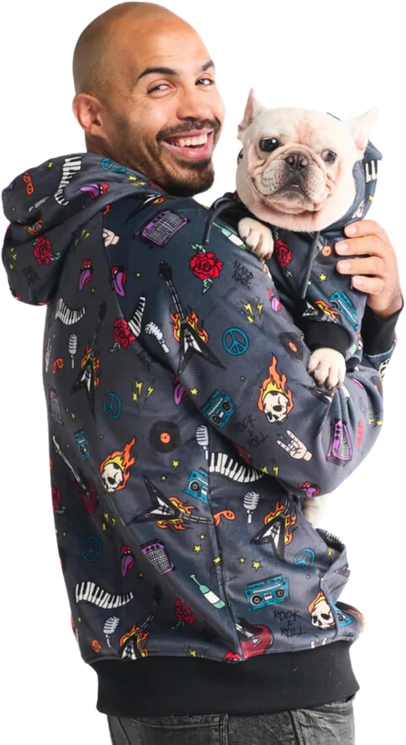 Spark Paws Dog Hoodie – Premium Dog Sweater for Small, Medium, and Large Dogs | Warm Outfits for French Bulldogs, Pitbull, Puppy, Winter Jacket Alternative - Rock and Roll -3XL