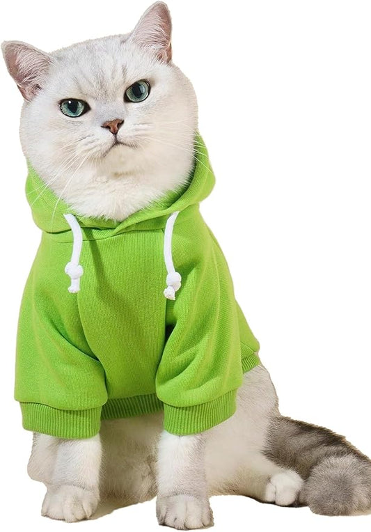 QWINEE Basic Dog Hoodie Sweatshirt Puppy Sweater Warm Cat Costumes Pet Clothes for Chihuahua Puppy Kitten Small Medium Dogs Green X-Large
