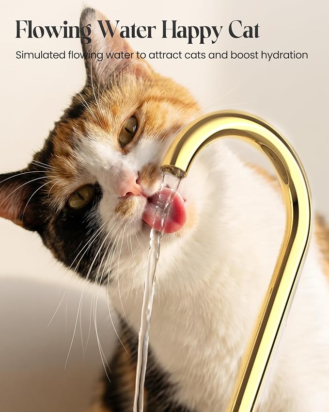 Tomxcute Ceramic Cat Water Fountain, 1.2L/40oz Copper Spout, Quiet Pump | For cats & small pets, 3 flow modes,Prevents Feline Acne, Dishwasher Safe, 2 filters included