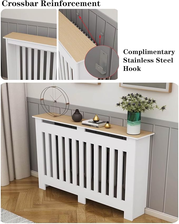 Modern Radiator Covers Wall Heater Cover Cabinet Shelf Bathroom Floor Radiator Shelve, Hide Cluttered Pipes/Easy to Install, Suitable for Household Living Room, White(35.4" Lx35.4 Hx7.9 W)