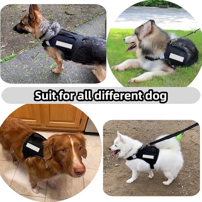 No Pull Service Dog Vest Harness (XXL) with Soft Handle and Reflective Stripe for Service Dogs Adjustable Padded Vest with Removable Reflective Patches for Medium and Large Dogs