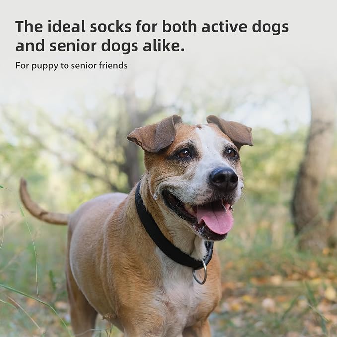 PUPTECK Anti-Slip Dog Socks with Double Sides Grips for Small Medium Large Dogs Hardwood Floors Prevents Licking, Dog Shoes for Hot Pavement Traction Control Paw Protector for Senior Dogs