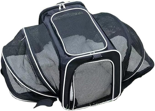 Airline-Approved Expandable Pet Carrier for Small Dogs & Cats, Soft-Sided Collapsible Travel Bag with 4-Way Access(White,Large)