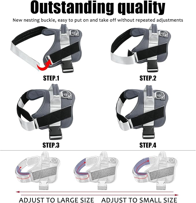 Dog Harness, No-Pull Reflective Dog Vest, Breathable Adjustable Pet Harness with Handle for Outdoor Walking - No More Pulling, Tugging or Choking
