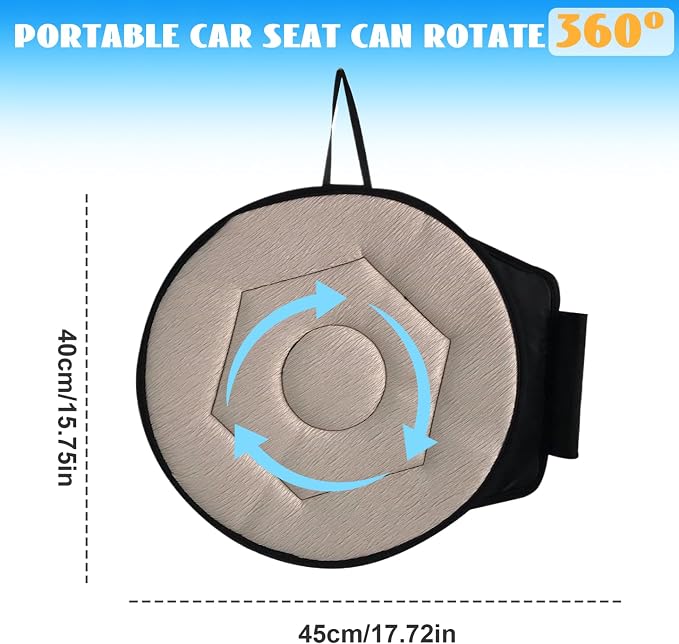 Swivel Car Seat, 17.7x15.7 Breathable Comfortable 360° Rotating Seat Cushion, Non Slip Portable Swivel Car, Easy Install Cushion for Elderly