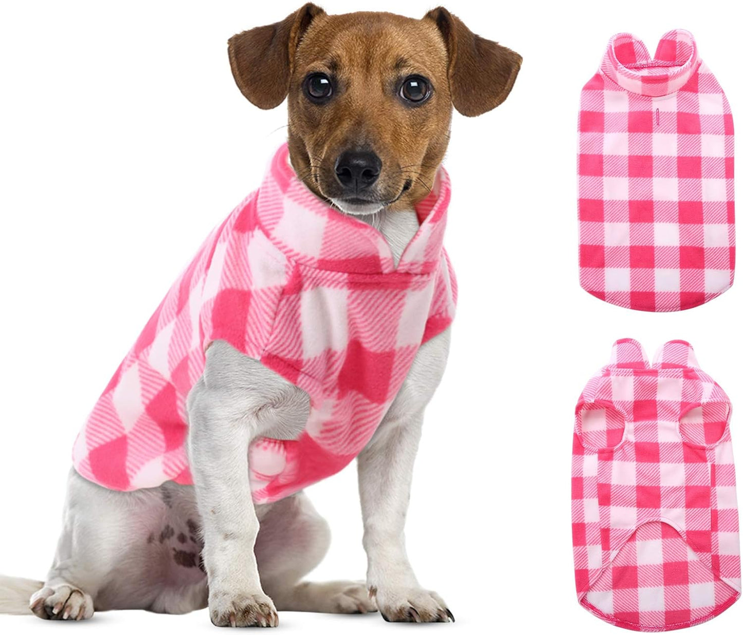 ASENKU Dog Sweater, Plaid Dogs Fleece Vest, Soft Comfortable Pet Pajamas, Warm Winter Puppy Shirt, Cold Weather Coat Jacket Pet Clothes for Small & Medium Dog Breeds