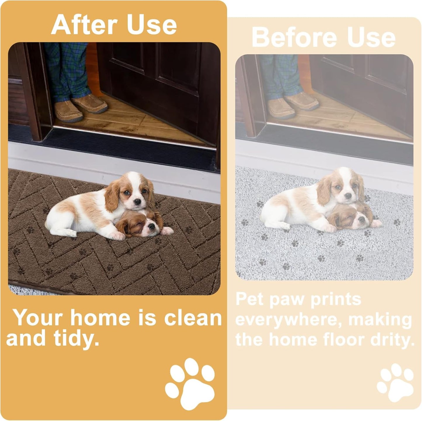 Tindbea Dog Mat for Muddy Paws,Absorbs Moisture Dirt Non-Slip Washable Mud Mat for Dogs,Soft Rubber Backing Front Inside Pet Rug for Entryway, Mud Dog Paws, Patio(20"x31.5",Latte)