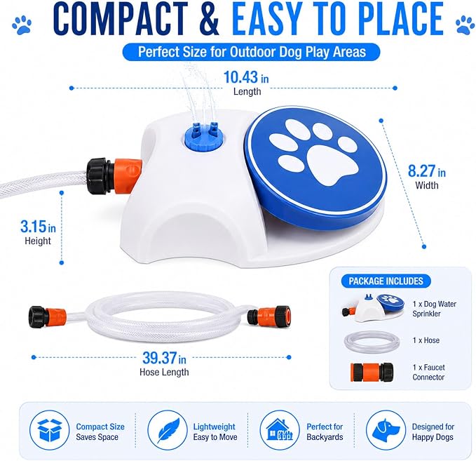 Dog Water Fountain Toy for Large Dogs, Paw Activated Water Sprinkler for Dogs, Outdoor Dog Water Toys for Hose, Fun Step-On Dog Water Fountain, Durable Dog Sprinkler Paw Activated Feeder (Orange)