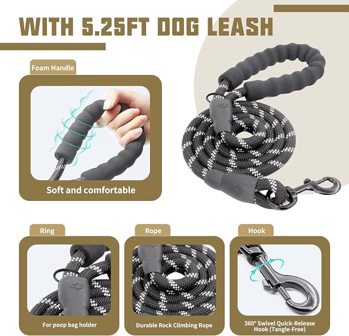 AUROTH Dog Harness and Leash Set Small Sized Dog, No Pull Escape Proof Vest | with Leash Clips, LED light clip, Breathable Mesh Padded No Choke, Easy Walking and Training, Desert Camo, Small