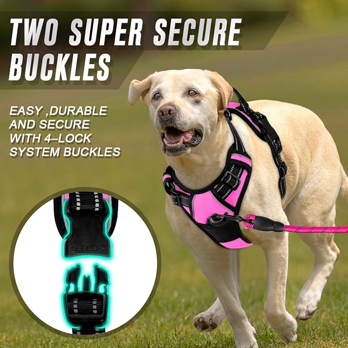 BARKBAY Dog Harness No Pull for Small Sized Dog Front Back Clips,Dog Vest | Soft Padded No Choke With Handle,Easy On&Off,Adjustable Reflective For Walking Training Running(Pink,S)