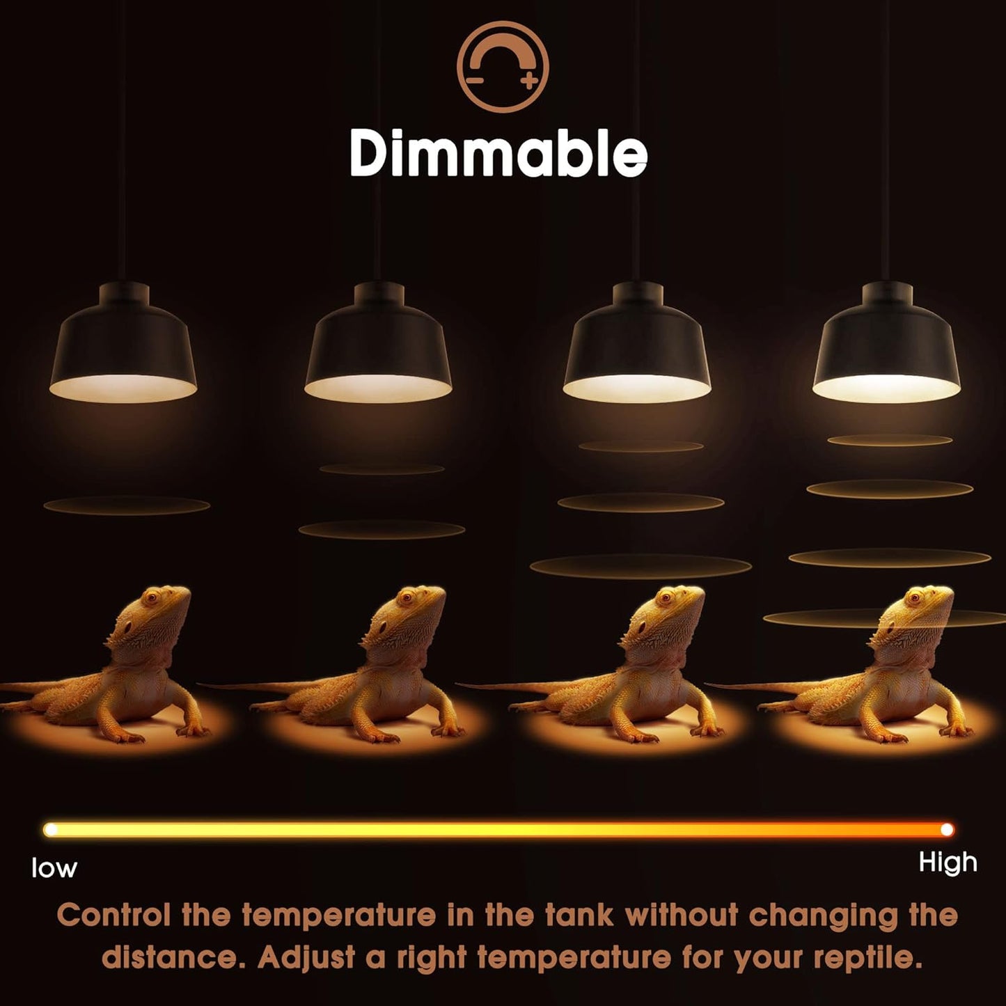 Reptile Heat Bulb [2 Pack], Reptile Light Bulbs 50W UVA UVB, Dimmable Heat Lamp Bulbs Basking Spot Light Bulb for Reptiles, Amphibian, Bearded Dragon, Lizard, Chicken