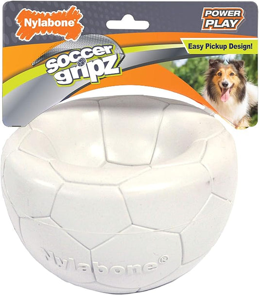 Nylabone Power Play Gripz Felt Soccer Ball Rubber Fetch Toy, Squeaky Ball for Dogs, Medium (1 Count)