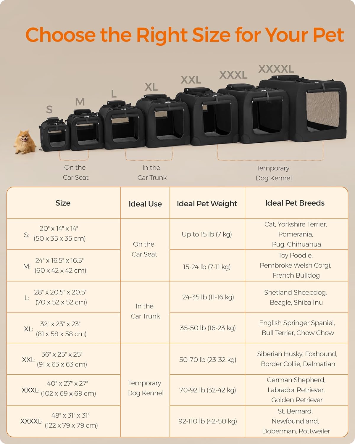 Feandrea 24 Inches Collapsible Soft Dog Crate, Portable Travel Dog Crate for Indoor and Outdoor Use, Dog Carrier Kennel with Safety Zippers, for Living Room, Car, Travelling, Camping, Black UPDC60H