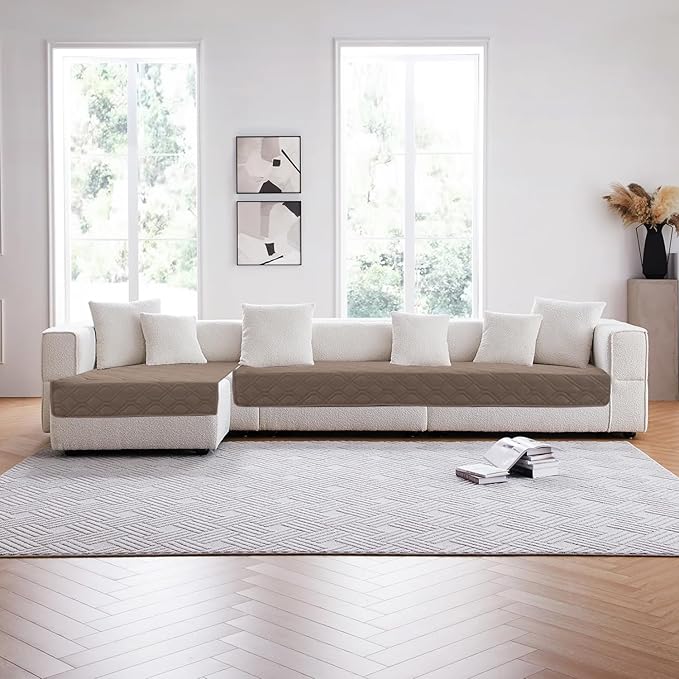 PrinceDeco Waterproof & Anti-Slip Dog Blanket, Pet Blanket for Furniture Bed Couch Sofa Dog Cats Friendly, 32x62 Inch, Taupe