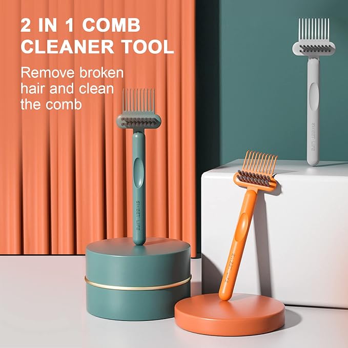 RHOS 2-in-1 Hair Brush Cleaning Tool - Comb and Brush Cleaner for Removing Hair, Dust from Home and Salon Use (1 Pack - Gray)