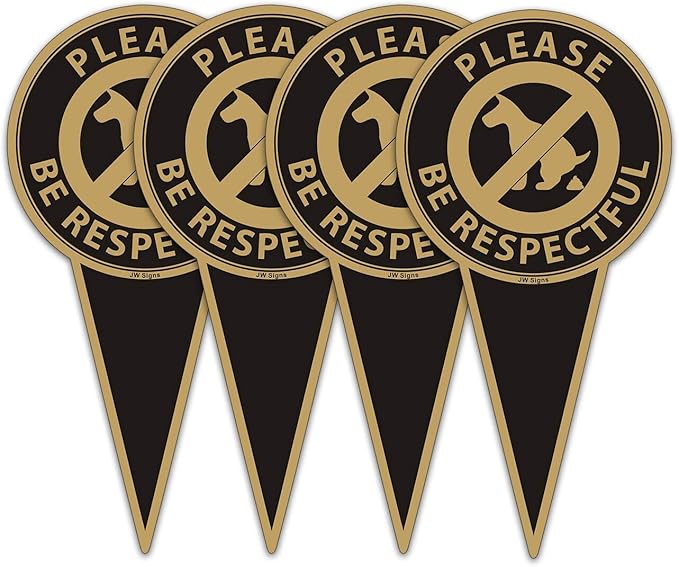 Please Be Respectful (4Pack)12"x6" No Dog Poop Yard Metal Signs Double Sided No Pooping Dog Sign UV Protected and Weatherproof Stop Dogs from Pooping or Peeing On Your Lawn Yard Sign