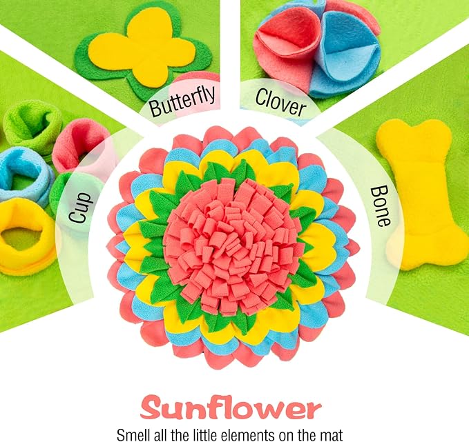 Snuffle Mat for Dogs Pet Treats Feeding Mat for Small/Medium Breed Dogs Non-Slip/Portable/Durable Interactive Dog Puzzle Toys Encourages Natural Foraging Skills (Pink)