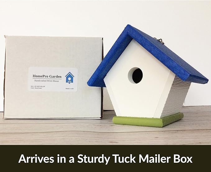 HomePro Garden Hanging Wren House: Brilliant Blue and Green Poly Lumber Bird House