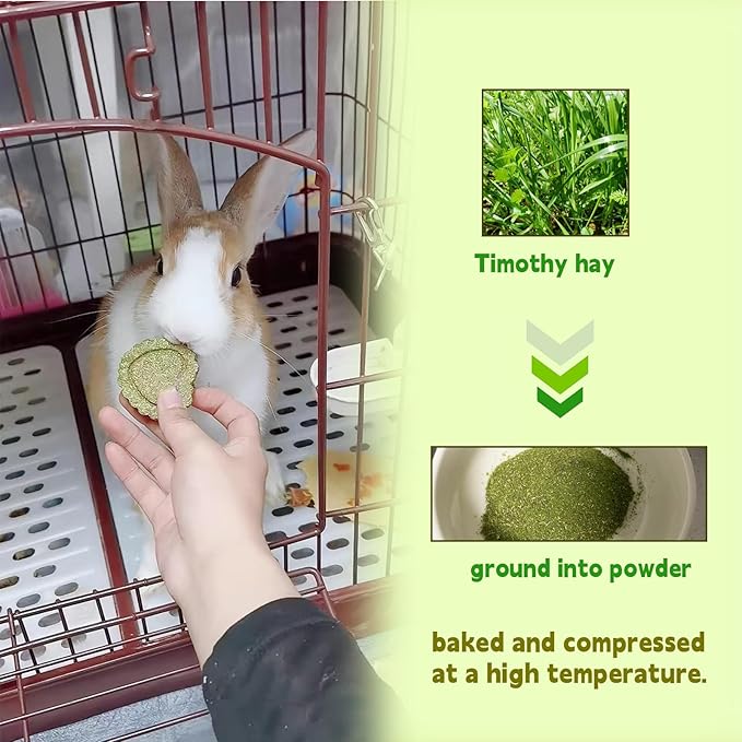 Hamiledyi 36PCS Bunny Chew Toys for Teeth Grinding Natural Timothy Hay Grass Cakes for Rabbits Guinea Pigs Chinchillas Gerbils Hamsters Improves Dental Health