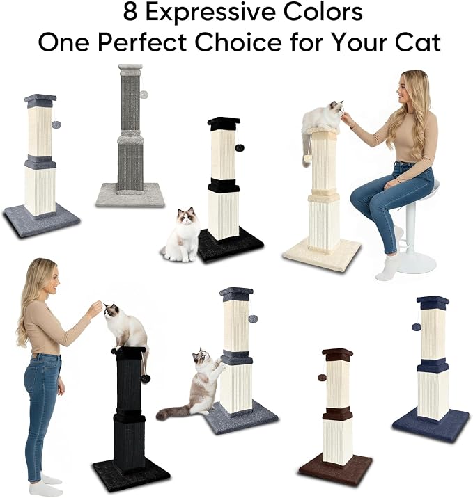 Cat Scratching Post, 32 Inch Cat Scratching Posts for Large Cats, Scratching Posts for Indoor Cats Adults, Cat Scratch Post with Nature Sisal, Deep Gray