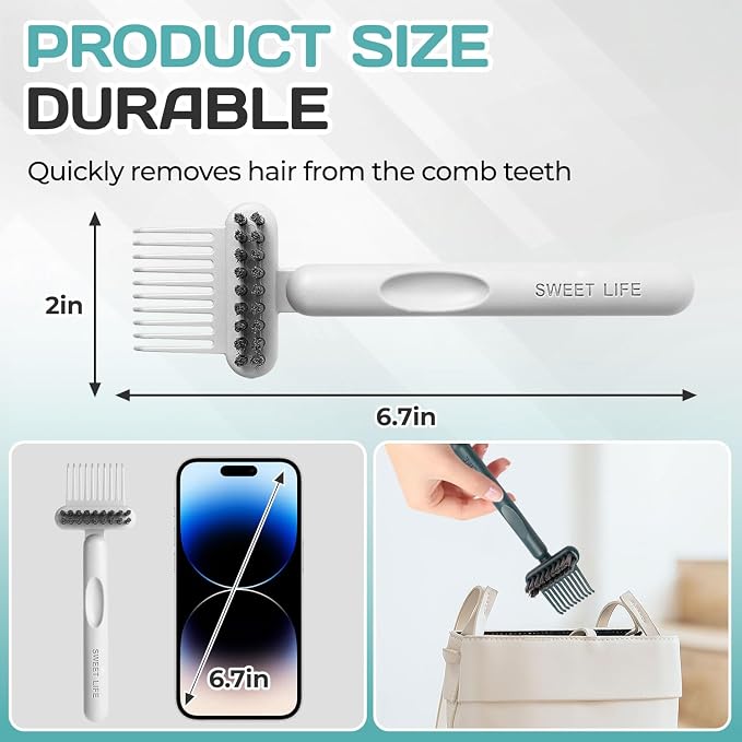 Hair Brush Cleaning Tool,2-In-1 Comb Cleaner,Portable Hair Brush Cleaning Tool,for Removing Hair and Dust,Suitable for Home and Hair Salon（Gray）